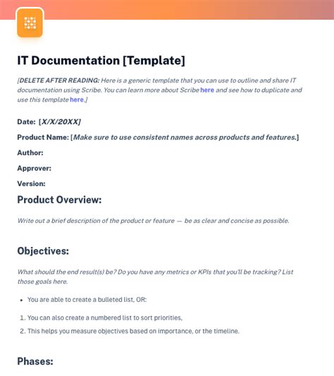 internal documentation template