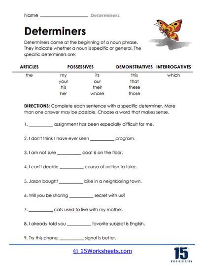 interrogative determiners worksheet with answers