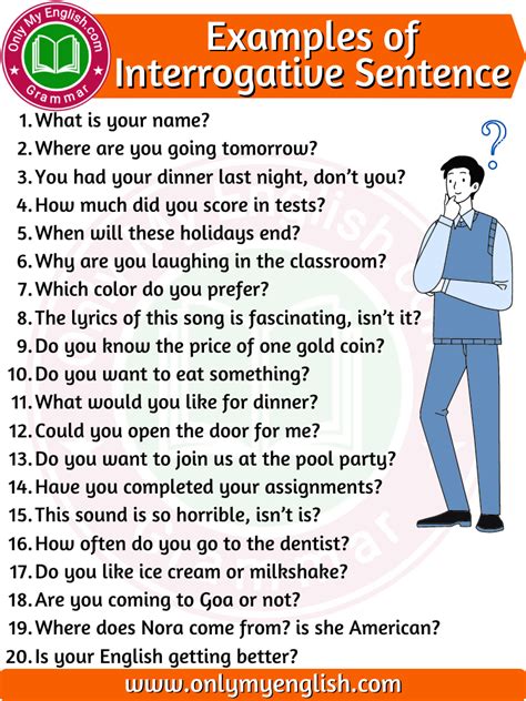interrogative sentence 20 examples with answers