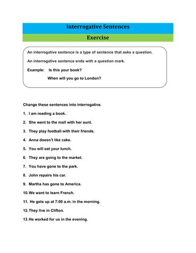 interrogative sentences exercises answer class 10