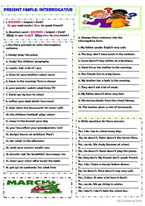 interrogative sentences exercises pdf