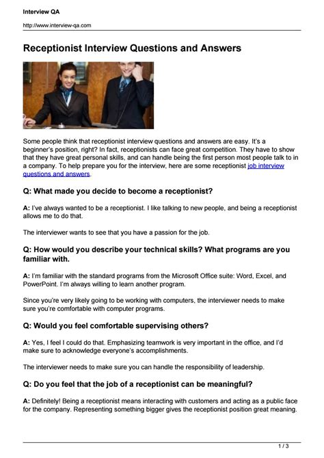 interview questions for receptionist with answers
