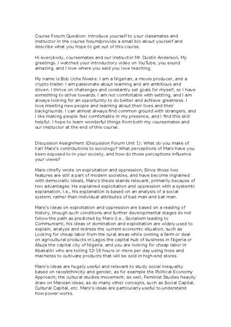 introduce yourself discussion board introduction example