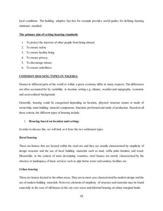 introduction description of the settlement by type purpose