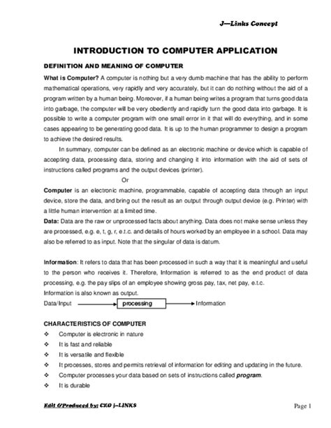 introduction of computer application pdf