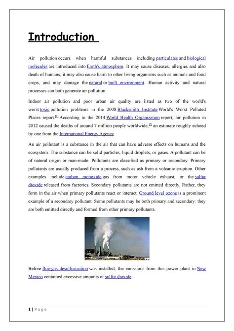 introduction of pollution for project pdf