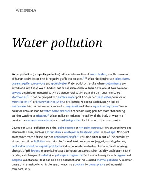introduction of water pollution wikipedia