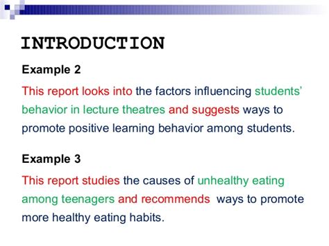 introduction to reporting in class sample