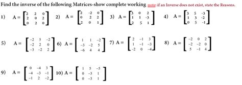 inverse matrix 3x3 practice problems pdf