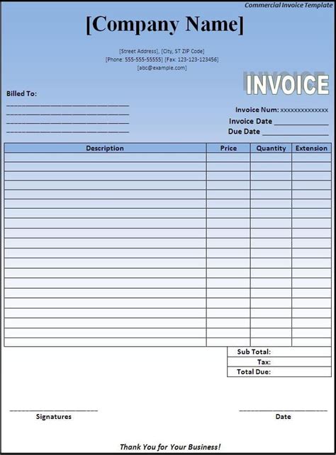 invoice example word doc