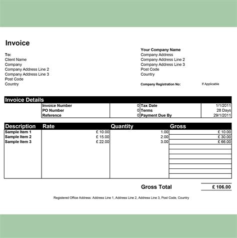 invoice spreadsheet example