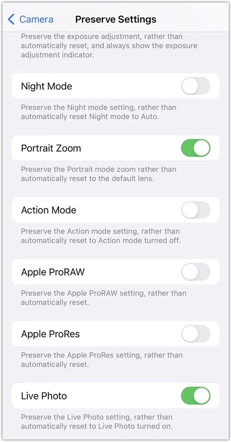 ios advanced camera settings