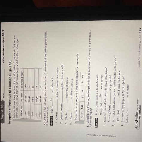irregular affirmative tu commands continued answers