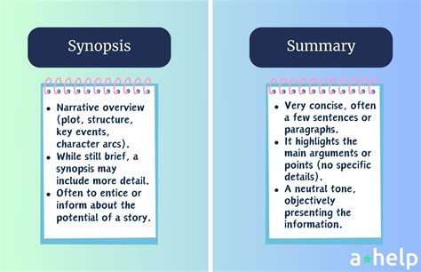 is a synopsis the same as a summary