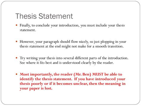 is a thesis statement at the end of the introduction