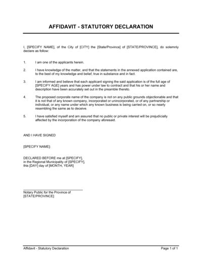 is an affidavit a statutory declaration