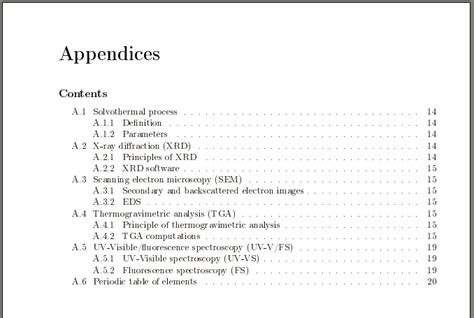 is an appendix the same as a table of contents