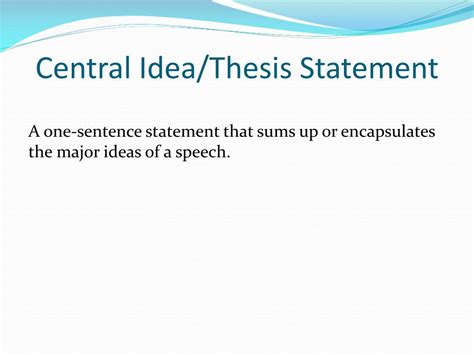 is central idea the same as thesis statement
