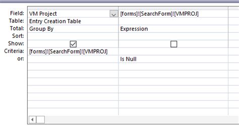is empty in access query