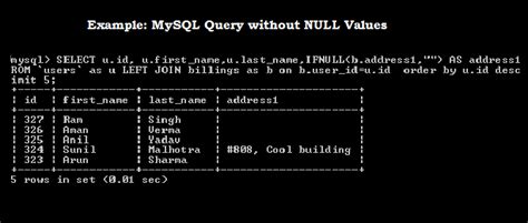 is empty in mysql query