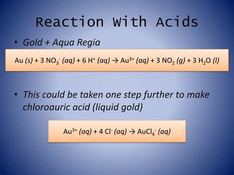 is gold react with acid