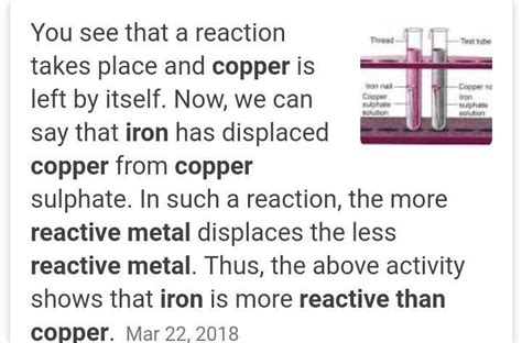 is iron reactive than copper