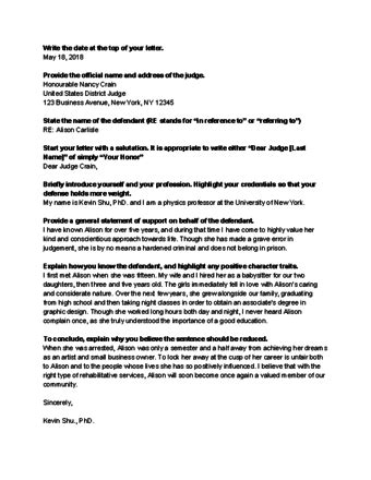 is it appropriate to write a letter to a judge