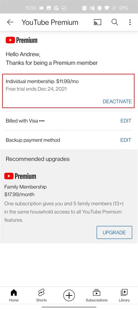 is it possible to cancel youtube premium