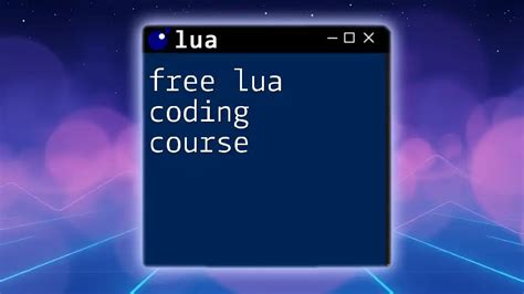 is lua coding free
