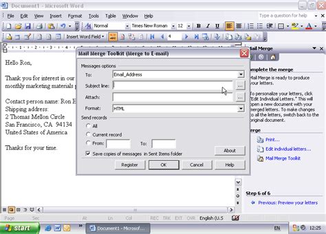 is mail merge free