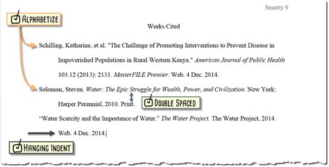 is mla format works cited double spaced