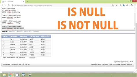 is not null in oracle