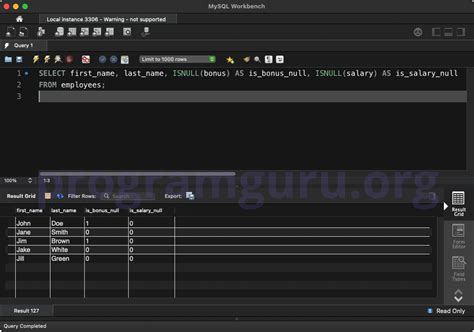 is null function in mysql