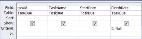 is null in access query criteria