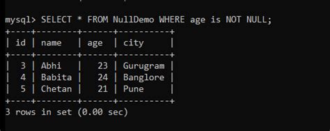 is null in mysql in where clause