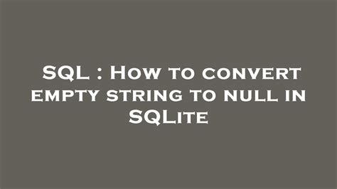 is null in sqlite