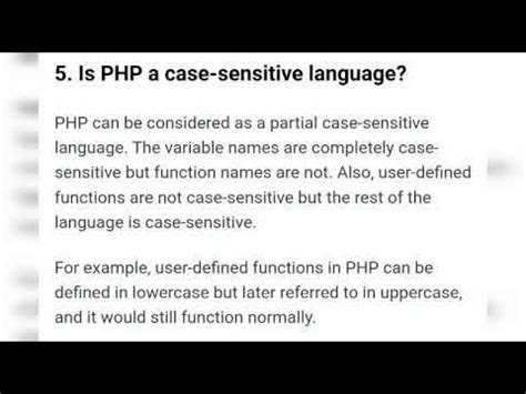 is php a case sensitive language