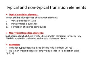 is scandium a non typical transition element