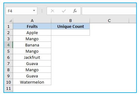 is there a count unique function in excel