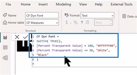 is there a hex code for transparent in power bi