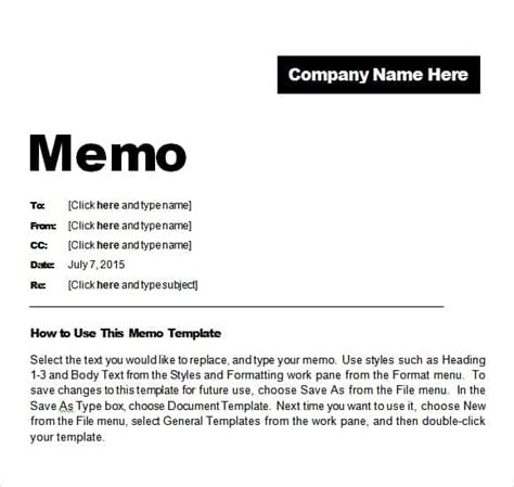 is there a memo template in word