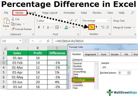 is there a percent difference function in excel