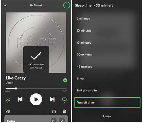 is there a way to set a timer on spotify to turn off