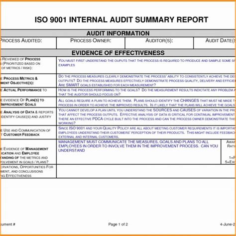 iso 9001 internal audit report example