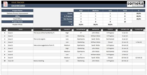 issue tracker in excel template
