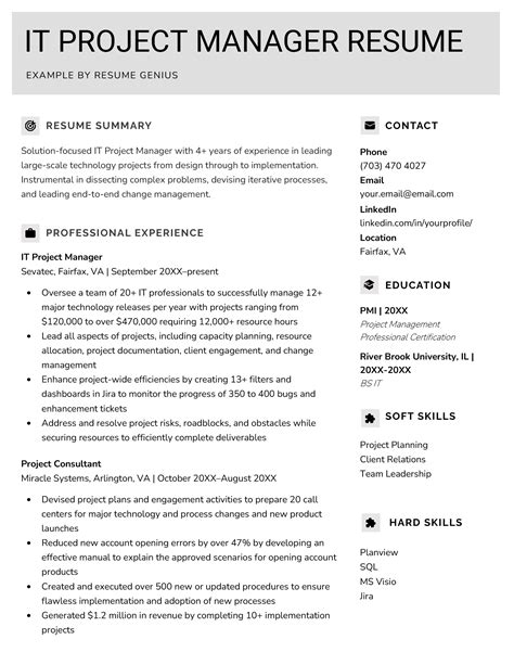 it project manager cv template word