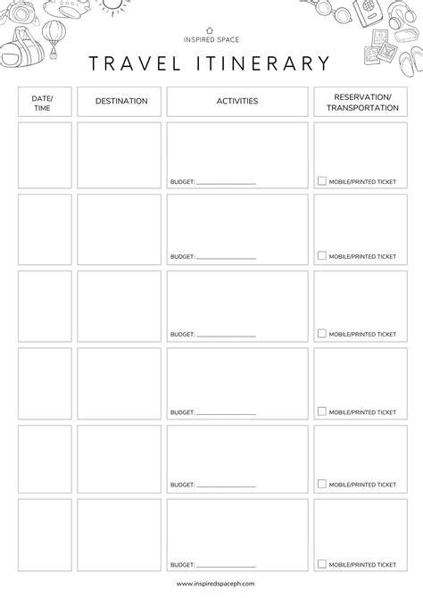 itinerary template