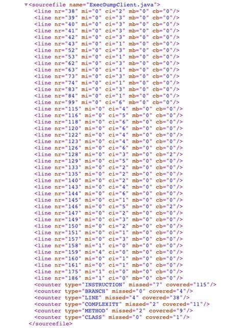 jacoco xml report format