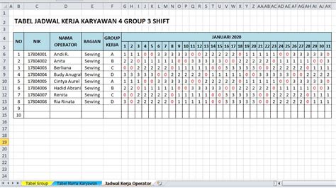 jadwal kerja