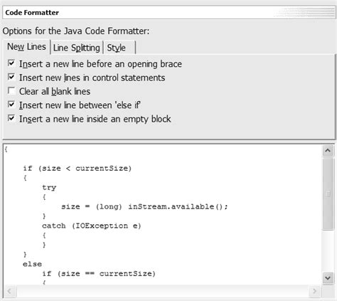 java code formatting standards